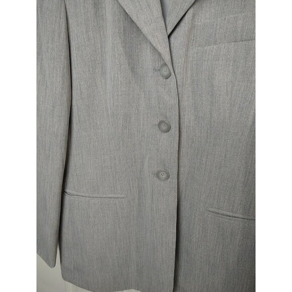 Laura Scott Grey Collared Lined Three Button Close Career Jacket Size 8 - Picture 4 of 16
